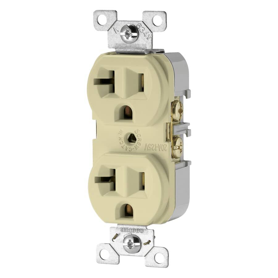 20 Amp Ivory Duplex T-Split Receptacle
