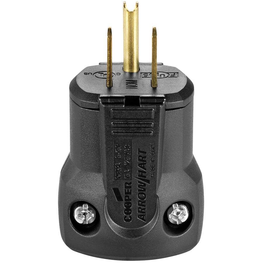 3 Wire 15 Amp 125V Heavy Duty Black QuickGrip Plug