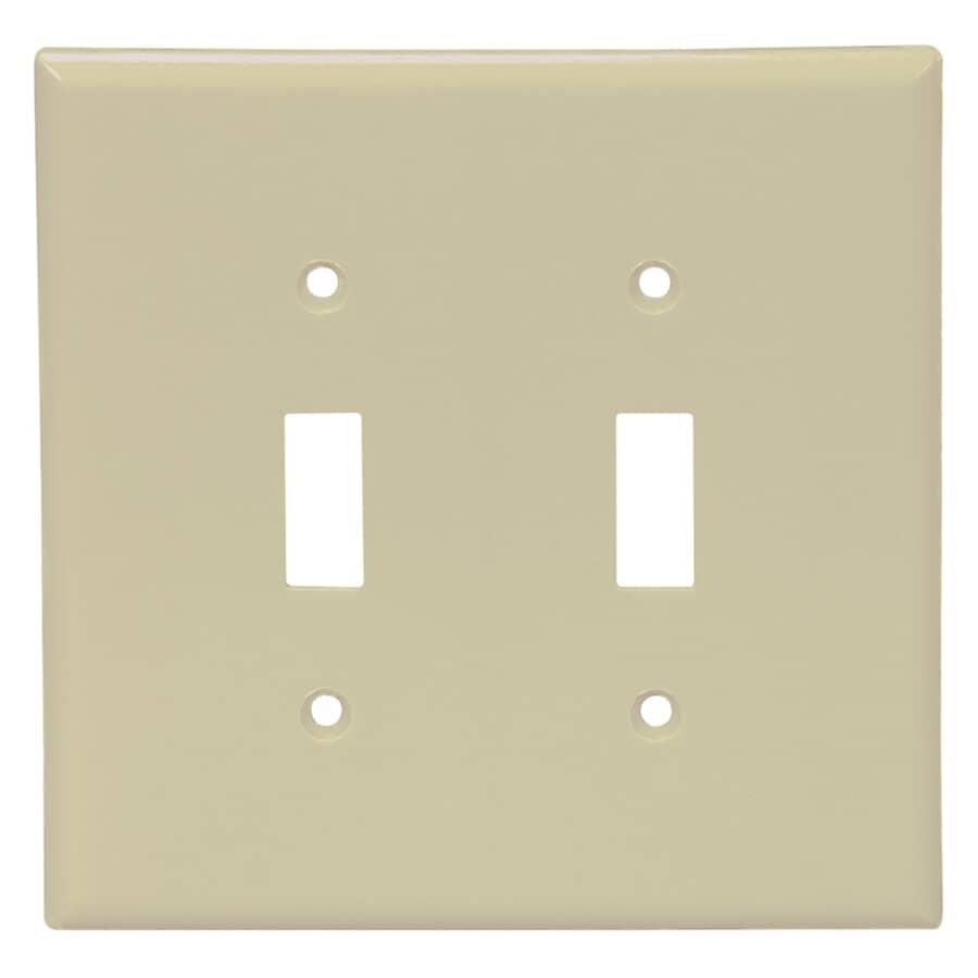 Ivory Plastic 2-Toggle Switch Plate
