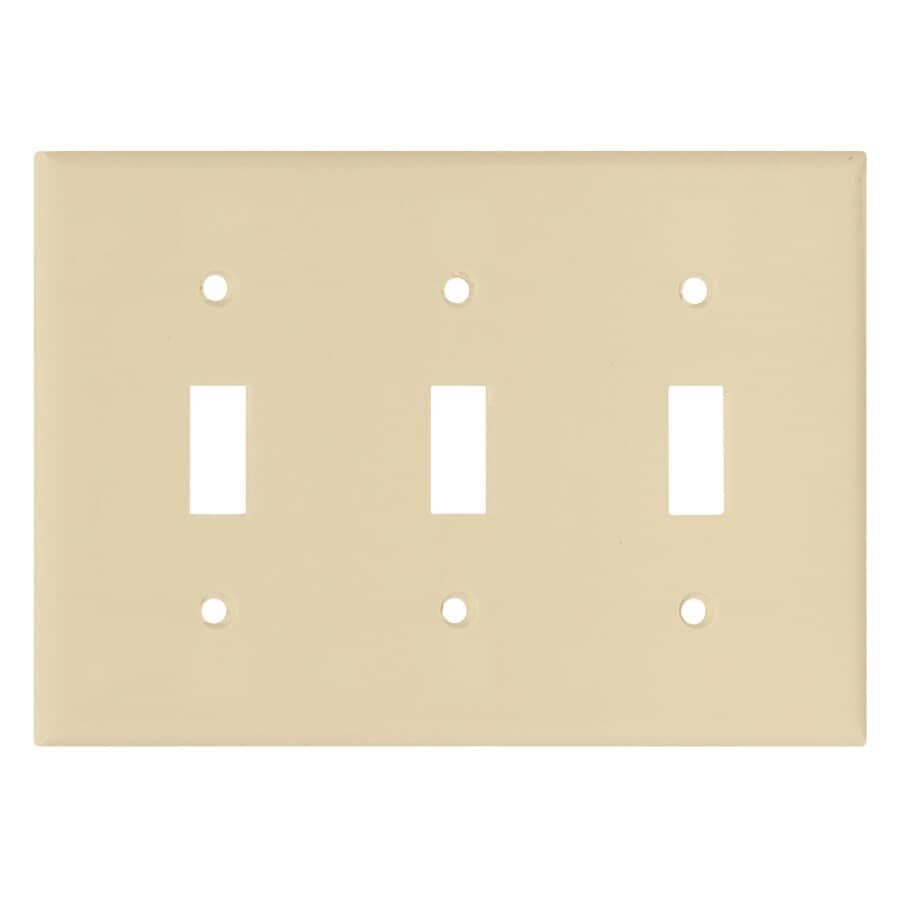 Ivory Plastic 3-Toggle Switch Plate