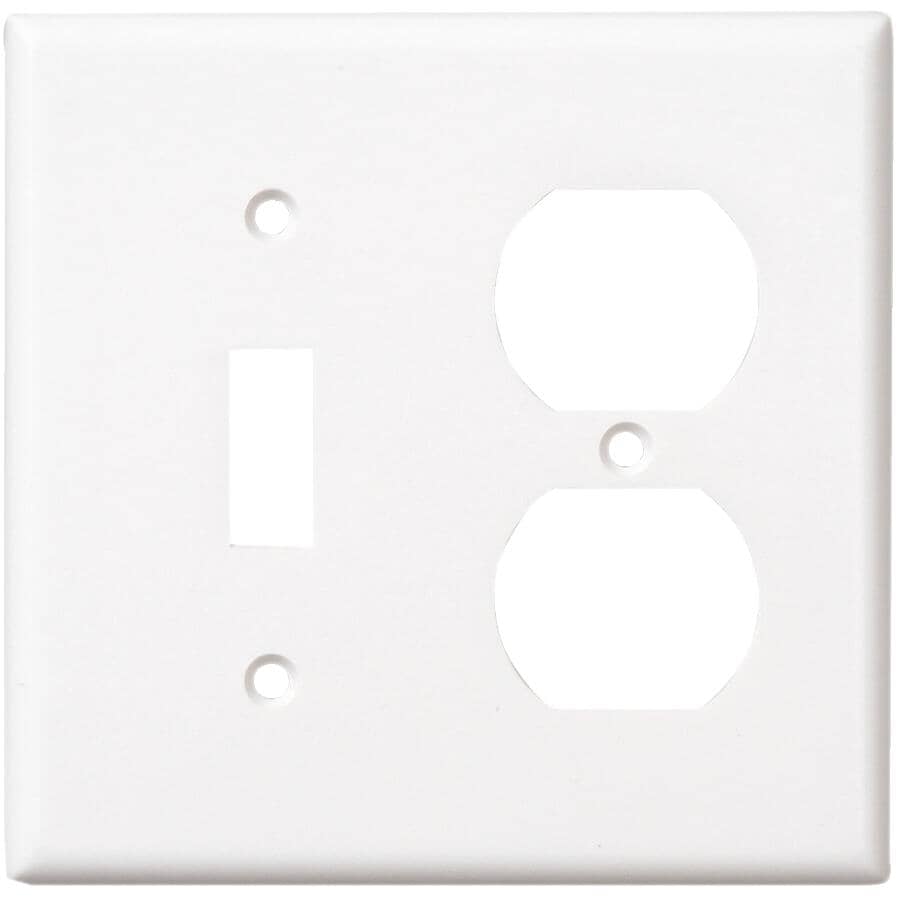 White 1-Toggle/1-Duplex Switch/Receptacle Plate