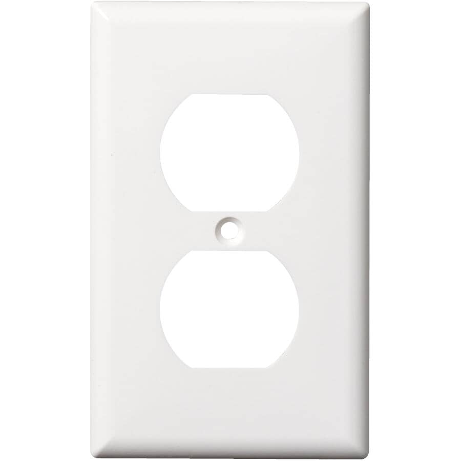 White Plastic 1-Gang Duplex Receptacle Plates - 10 Pack