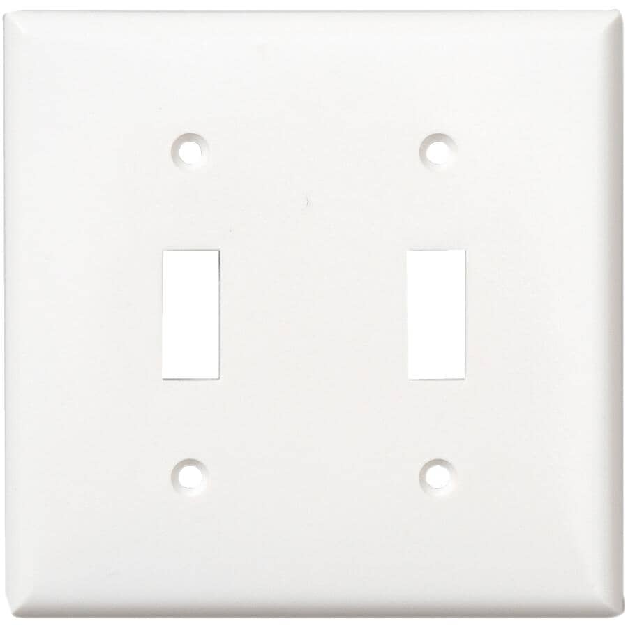 White Plastic 2-Toggle Switch Plate