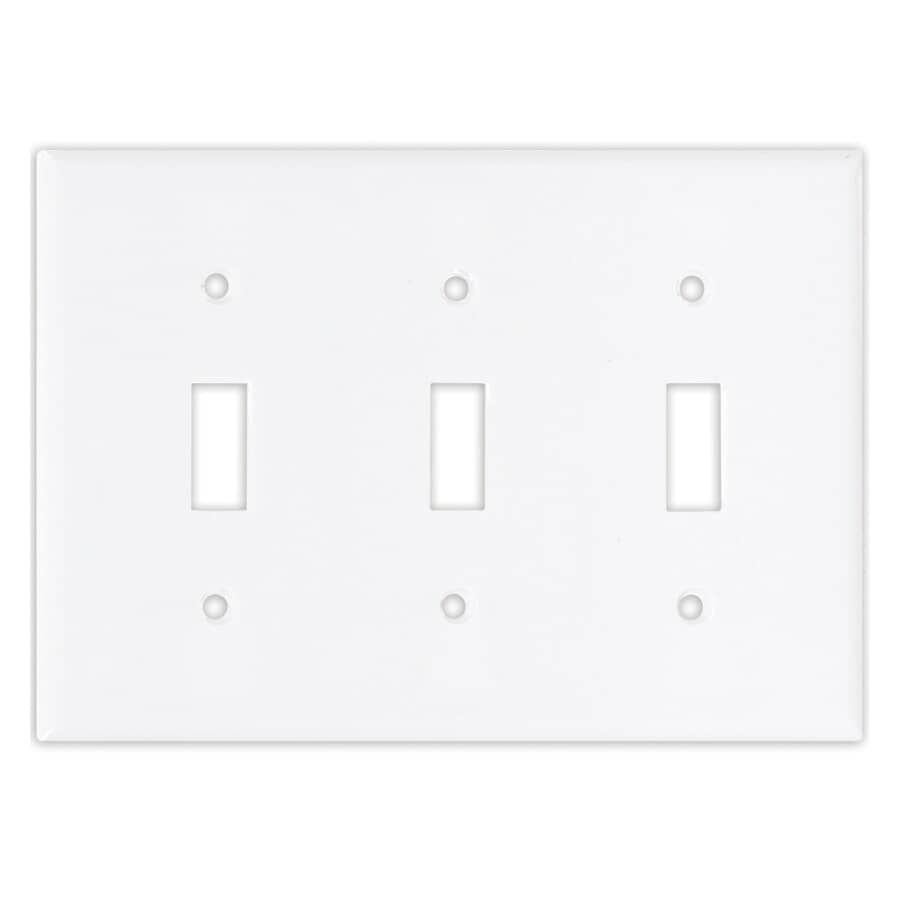 White Plastic 3-Toggle Switch Plate