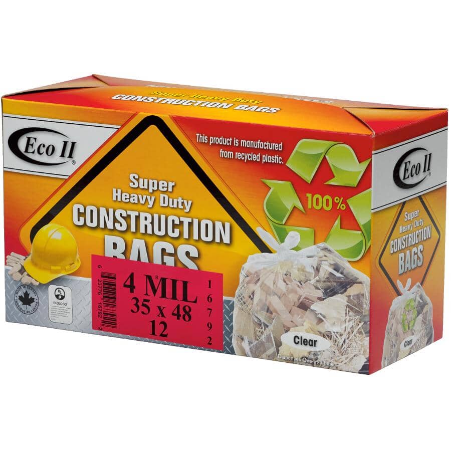 12 Pack 35" x 48" 4.0 Mil Clear Heavy Duty Garbage Bags