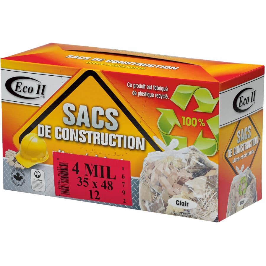 12 Pack 35" x 48" 4.0 Mil Clear Heavy Duty Garbage Bags