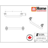 1" x 12" Safety Grab Bar - White