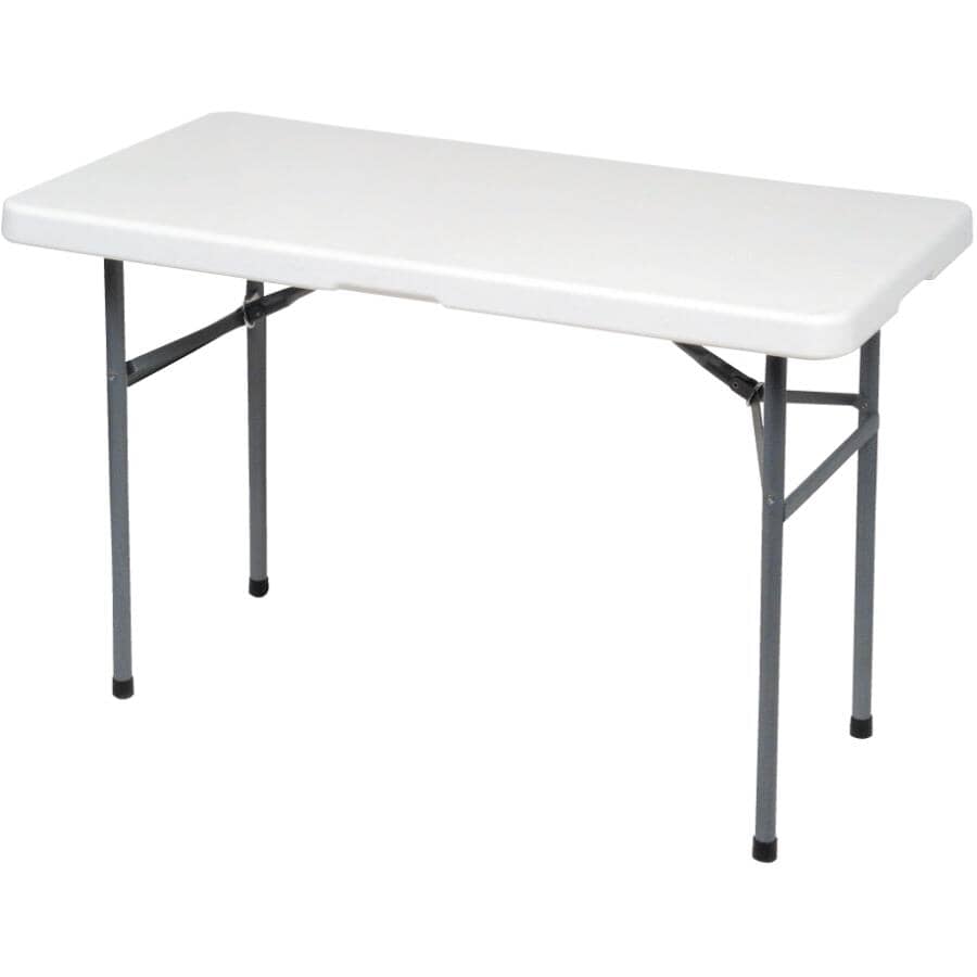 48" x 24" Plastic Rectangular Folding Table - White