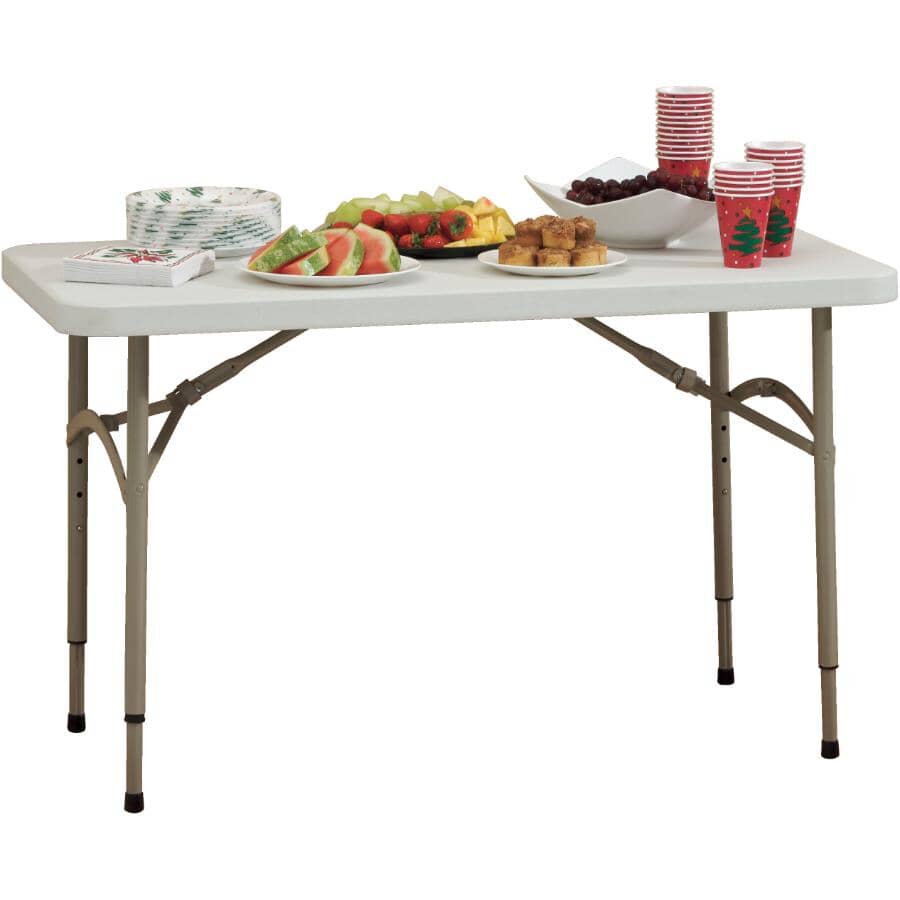 48" x 24" Plastic Rectangular Folding Table - White
