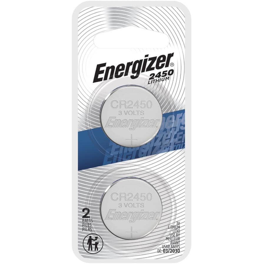 2450 Lithium Coin Batteries - 3V, 2 Pack