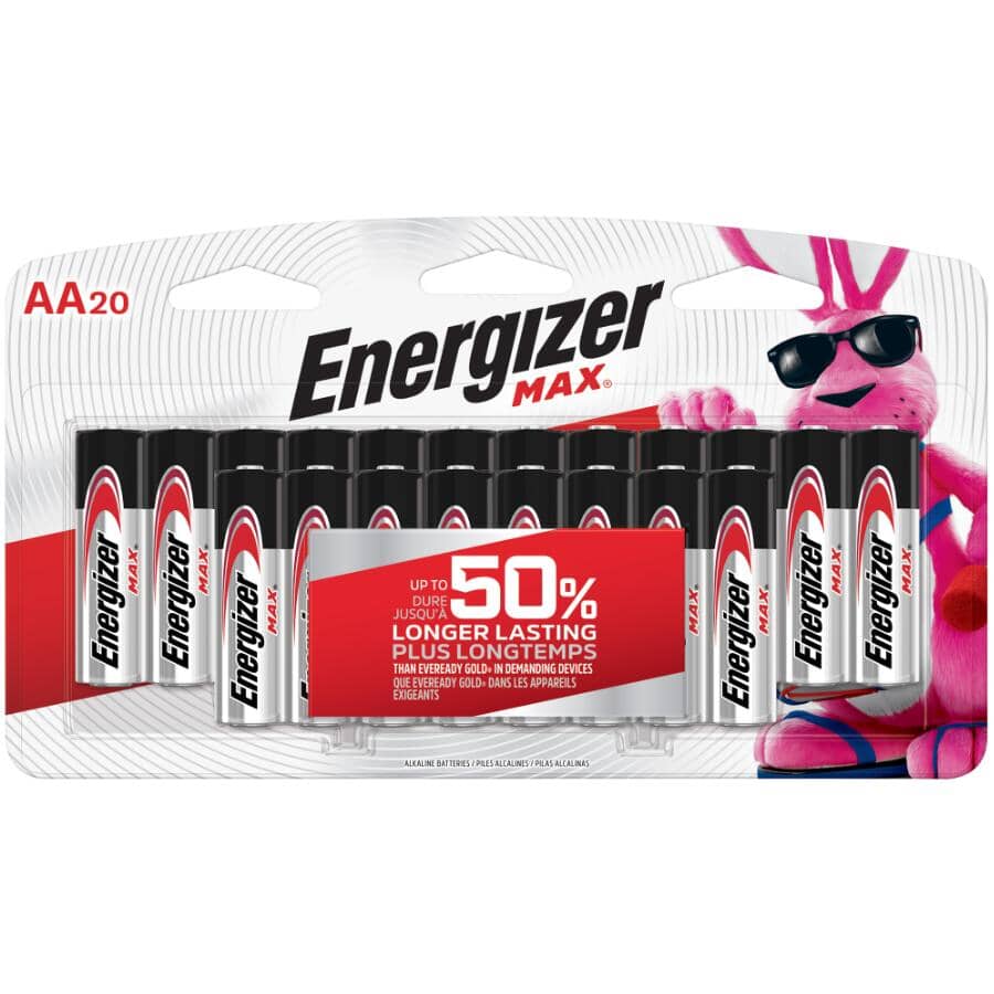 Max Alkaline AA Batteries - 20 Pack