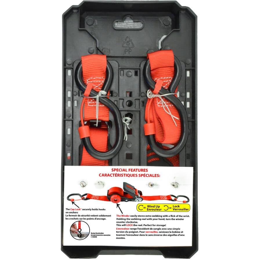 1200 lb Winder Ratchet Straps - 1" x 15', 2 Pack