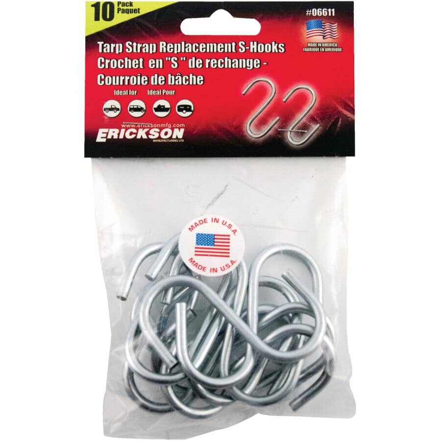 Tarp Strap Replacement 'S' Hooks - 10 Pack