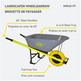 6 Cu. Ft. Landscaper/Contractor Wheelbarrow with Steel Tray and Flat Free Tire