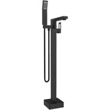 Quadrato Single Handle Freestanding Tub Faucet - with Hand Shower, Matte black