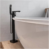 Quadrato Single Handle Freestanding Tub Faucet - with Hand Shower, Matte black