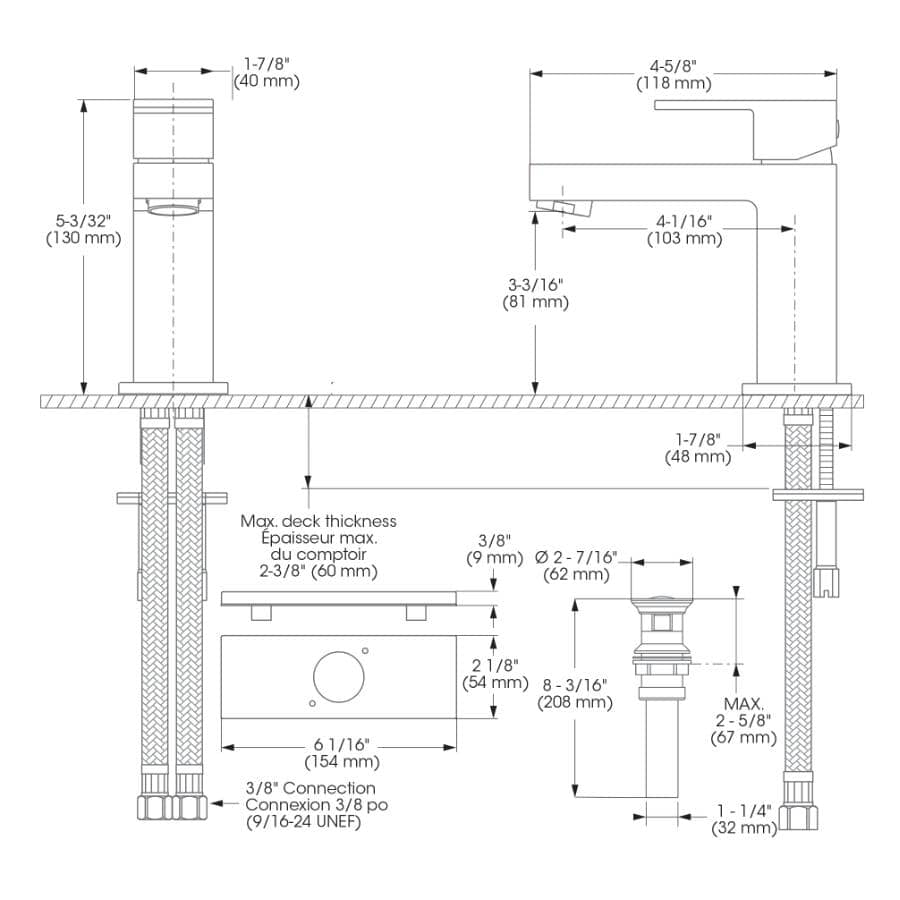 Quadrato Single Handle Lavatory Faucet - Matte Black