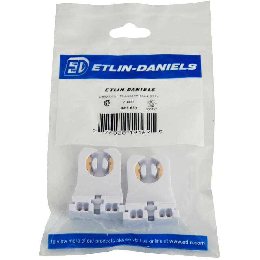 2 Pack Short Bipin Fluorescent Lamp Holders