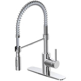 Favos Single Handle Pull-Down Kitchen Faucet with Dual Spray + Spring Spout - Chrome