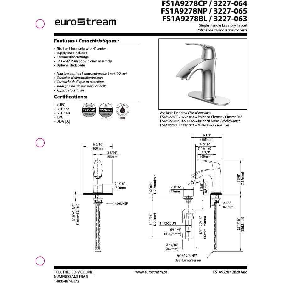 Possini Single Handle Lavatory Faucet - Matte Black