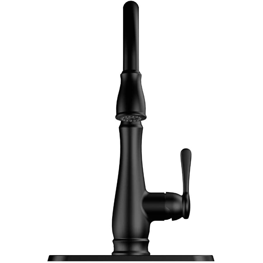 Whitley Single Handle Pull-Down Kitchen Faucet - with Dual Spray, Matte Black