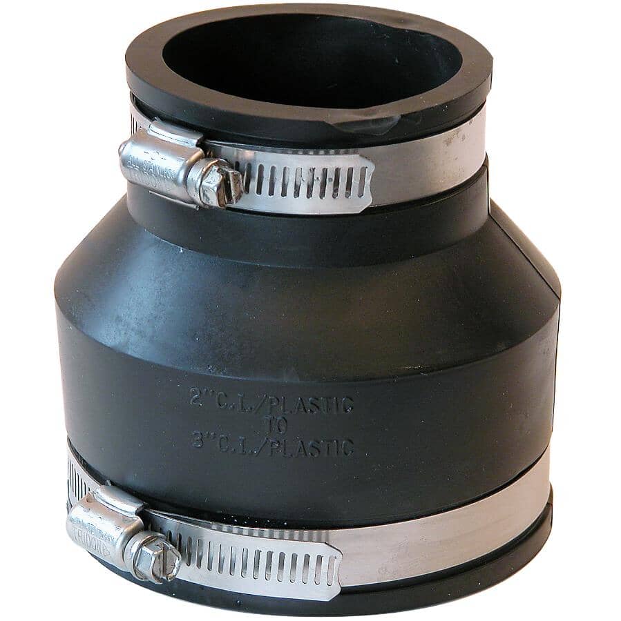 3" x 2" Plastic to Cast Iron Adjustable PVC Coupling