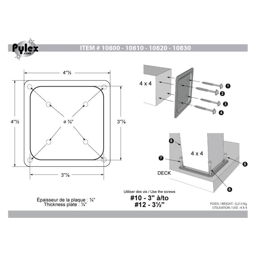 4" x 4" Deck Bracket - Black