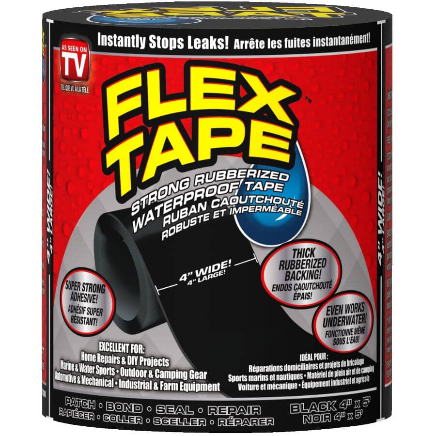 As Seen On TV Rubberized Waterproof Tape - Black, 4" x 5'
