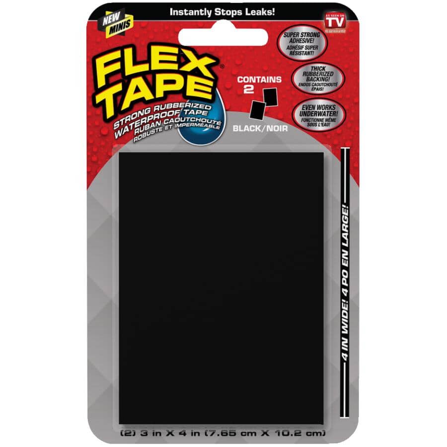 Rubberized Waterproof Tape Sheets - Black, 3" x 4", 2 Sheets