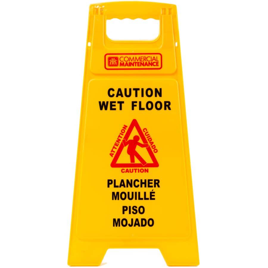 Bilingual Wet Floor Sign - Yellow, 25"