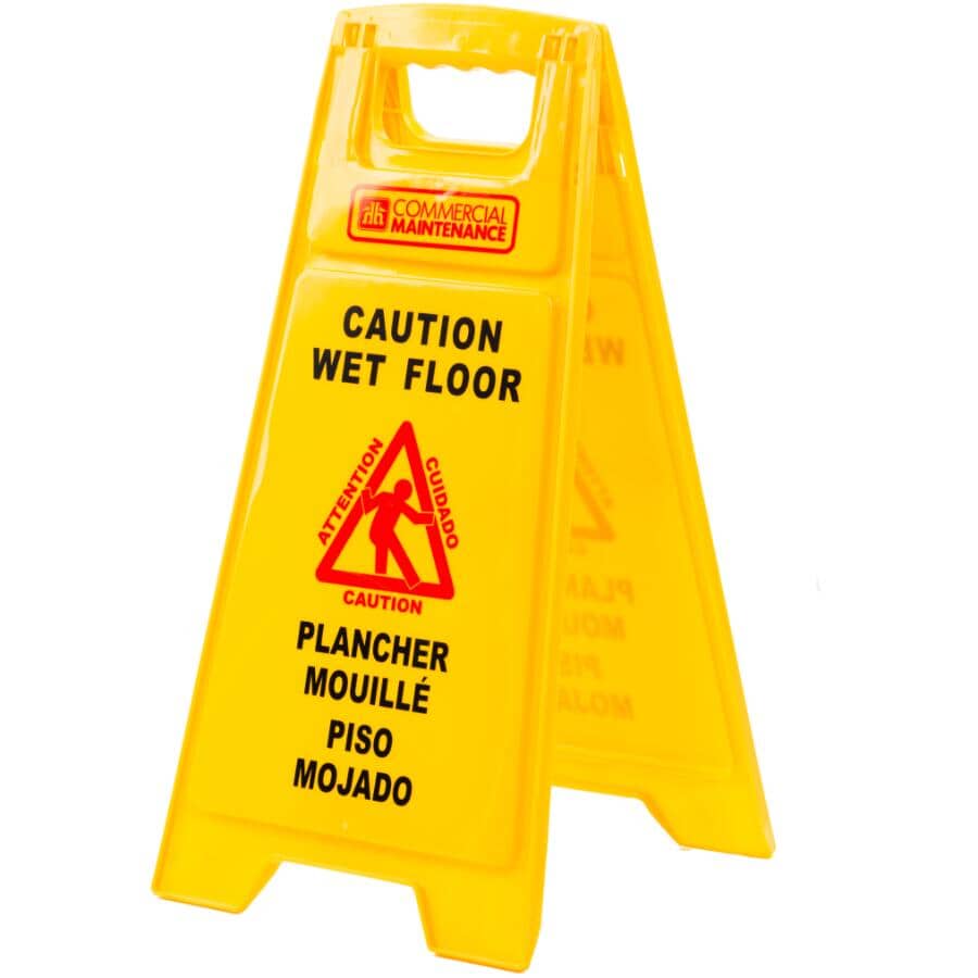 Bilingual Wet Floor Sign - Yellow, 25"