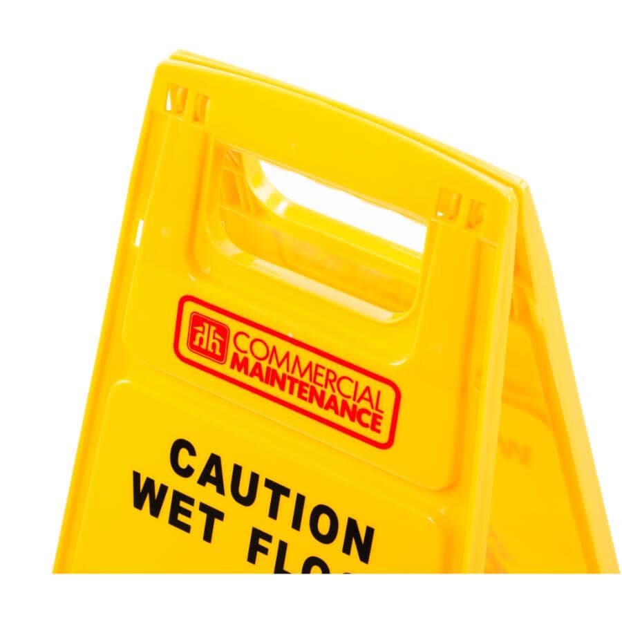 Bilingual Wet Floor Sign - Yellow, 25"
