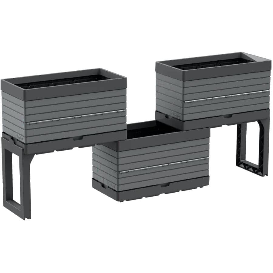 5 Piece Grey Modular Garden Planter Kit