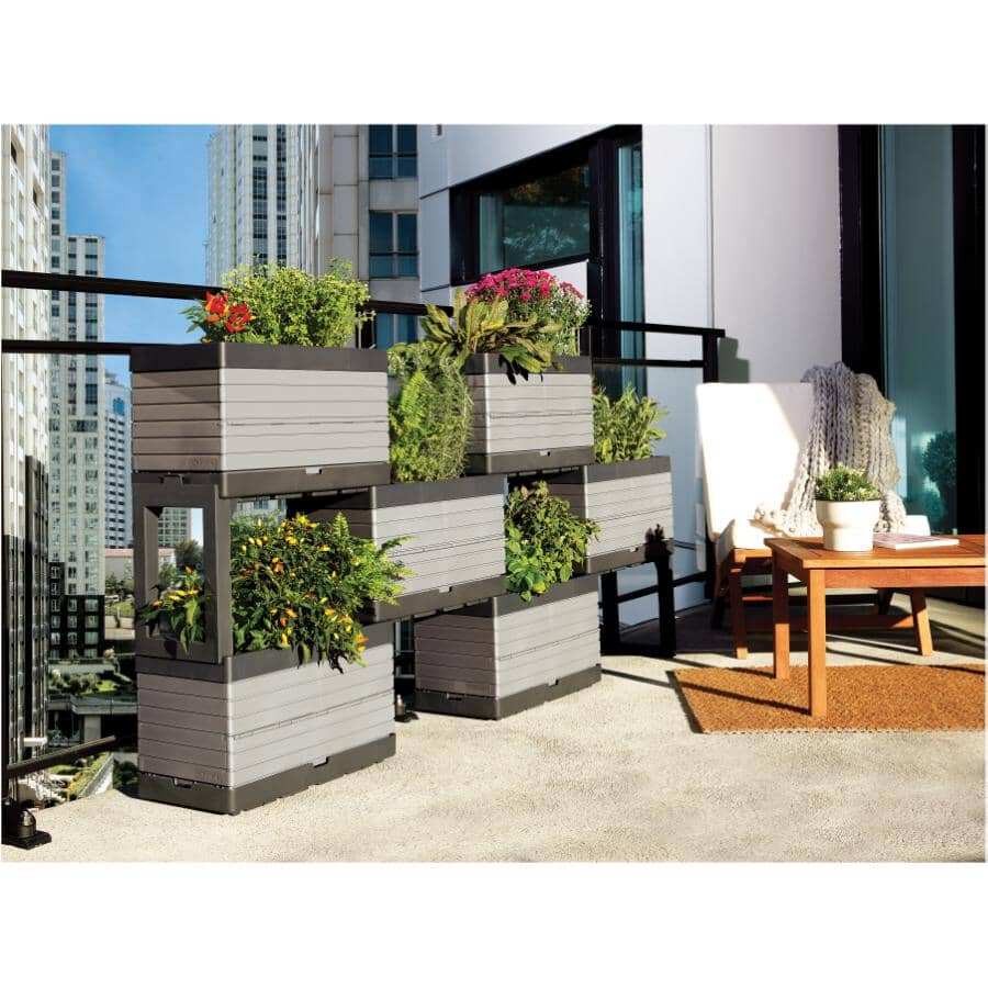 5 Piece Grey Modular Garden Planter Kit