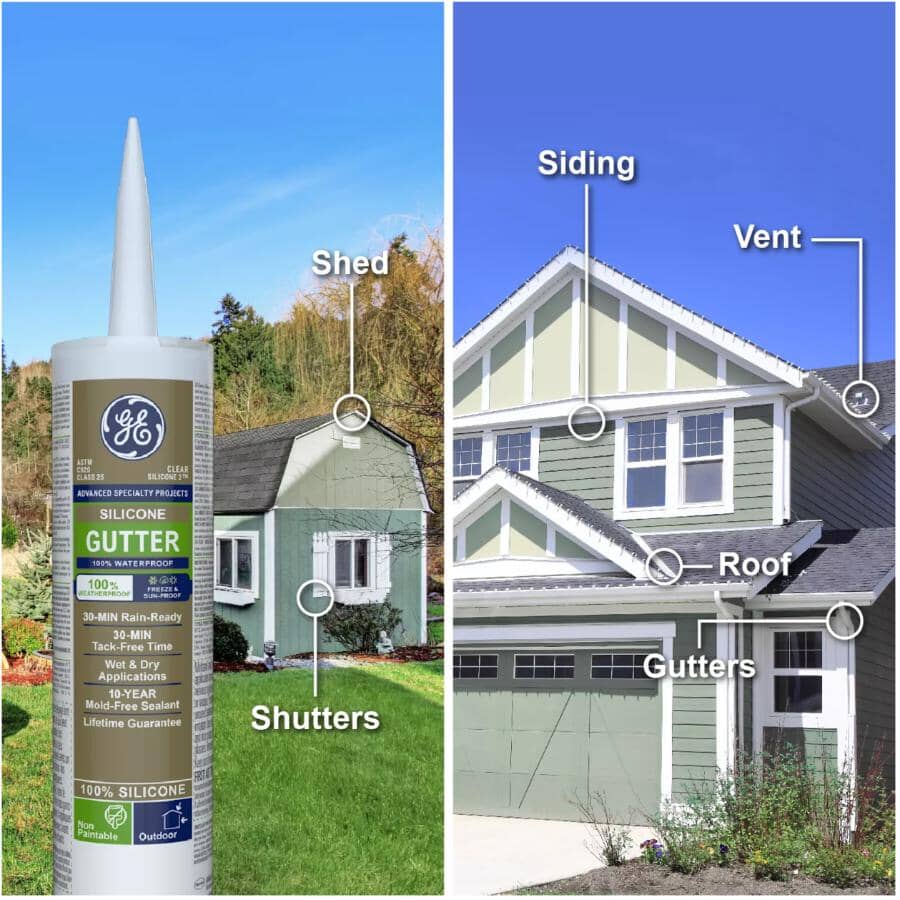 Gutter & Flashing Silicone II Sealant - Clear, 298 ml