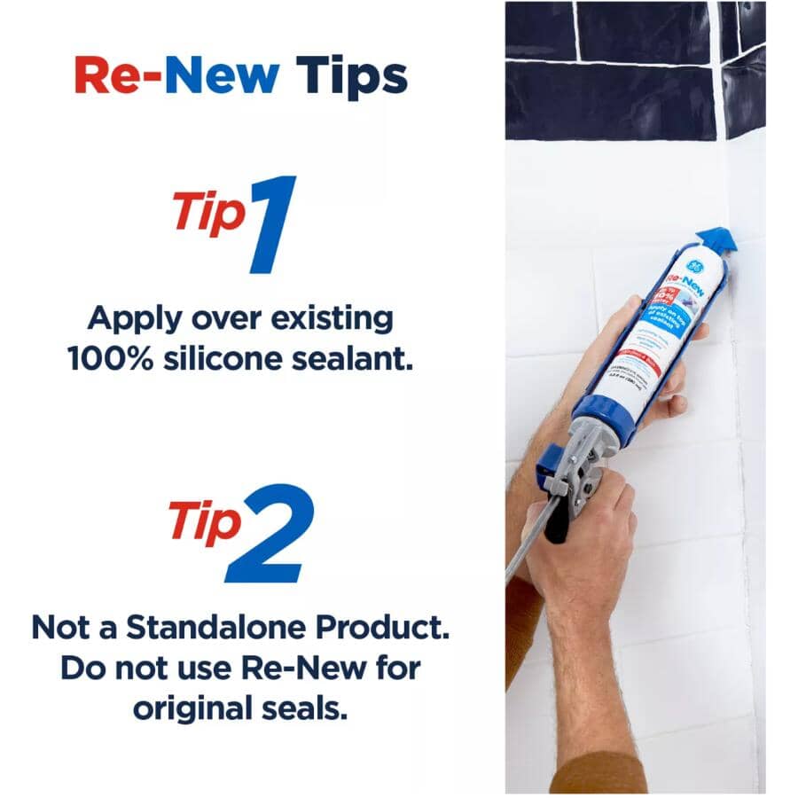 Re-New Kitchen & Bath Silicone Caulking - White, 280 ml