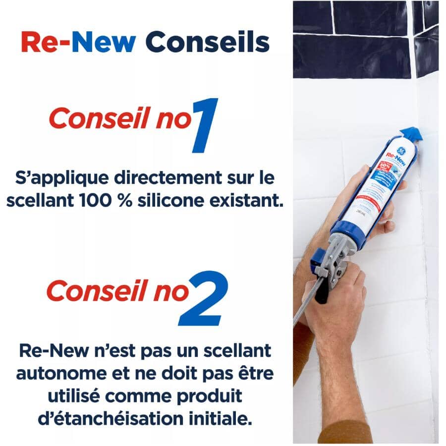 Re-New Kitchen & Bath Silicone Caulking - White, 280 ml