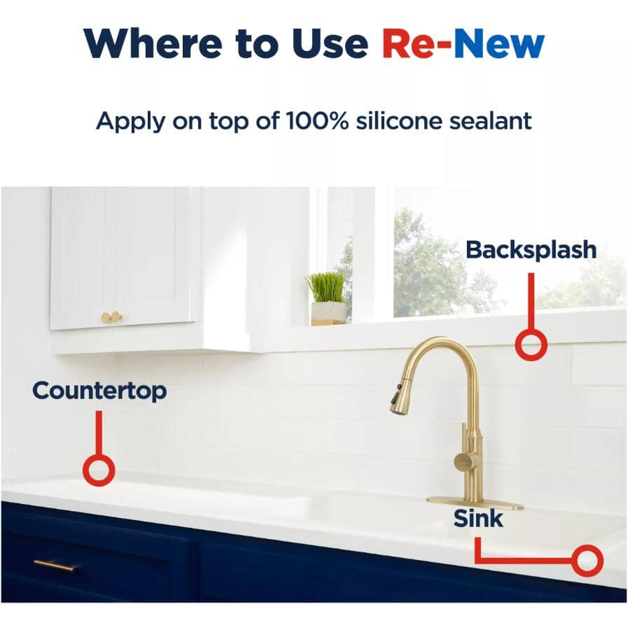 Re-New Kitchen & Bath Sealant - White, 80 ml