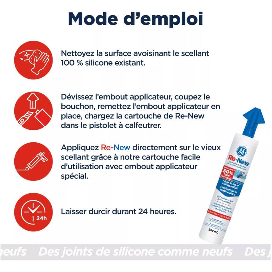 Re-New Kitchen & Bath Silicone Caulking - White, 280 ml