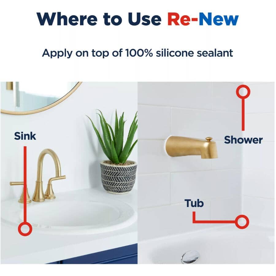 Re-New Kitchen & Bath Sealant - White, 80 ml