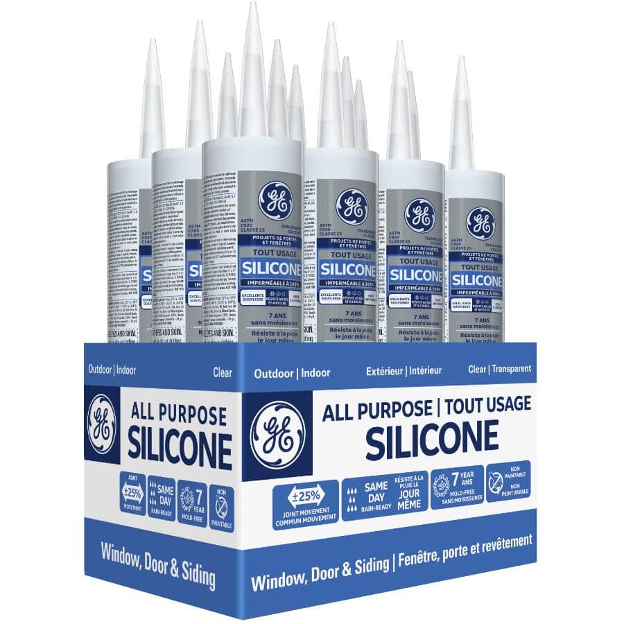 Window & Door All Purpose Silicone Sealant - Clear, 299 ml, 12 Pack