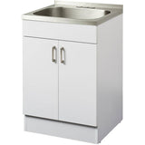 31.5" x 21.75" Laundry Cabinet with Stainless Steel Sink - White