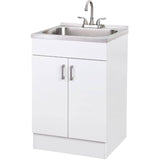 31.5" x 21.75" Laundry Cabinet with Stainless Steel Sink - White