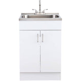 31.5" x 21.75" Laundry Cabinet with Stainless Steel Sink - White