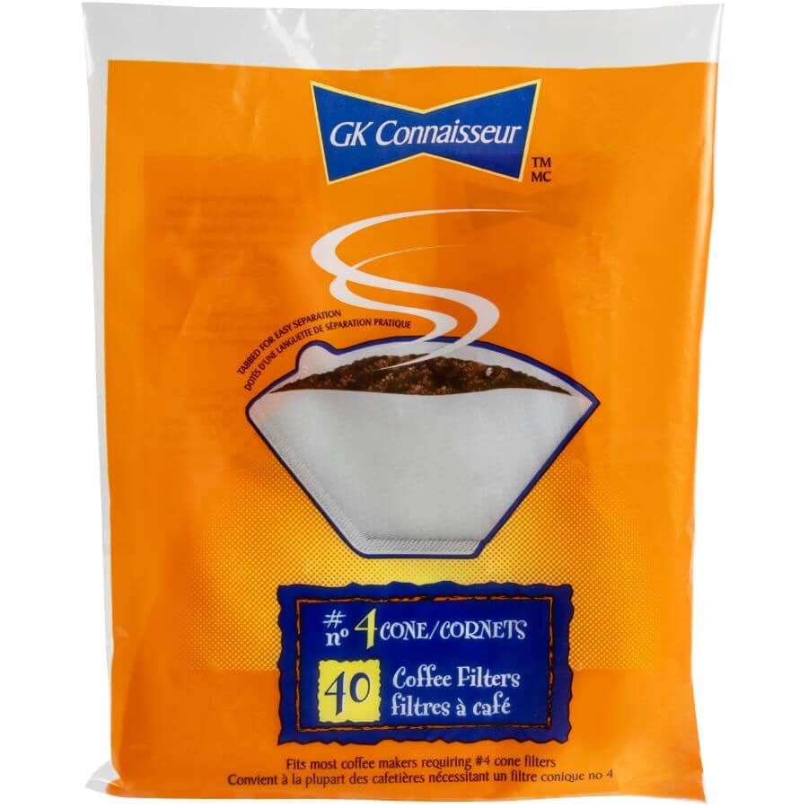 #4 Cone Coffee Filters - 40 Pack, White