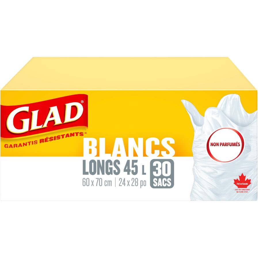 30 Pack 24" x 28" Tall White  Easy Tie Garbage Bags