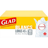 30 Pack 24" x 28" Tall White  Easy Tie Garbage Bags