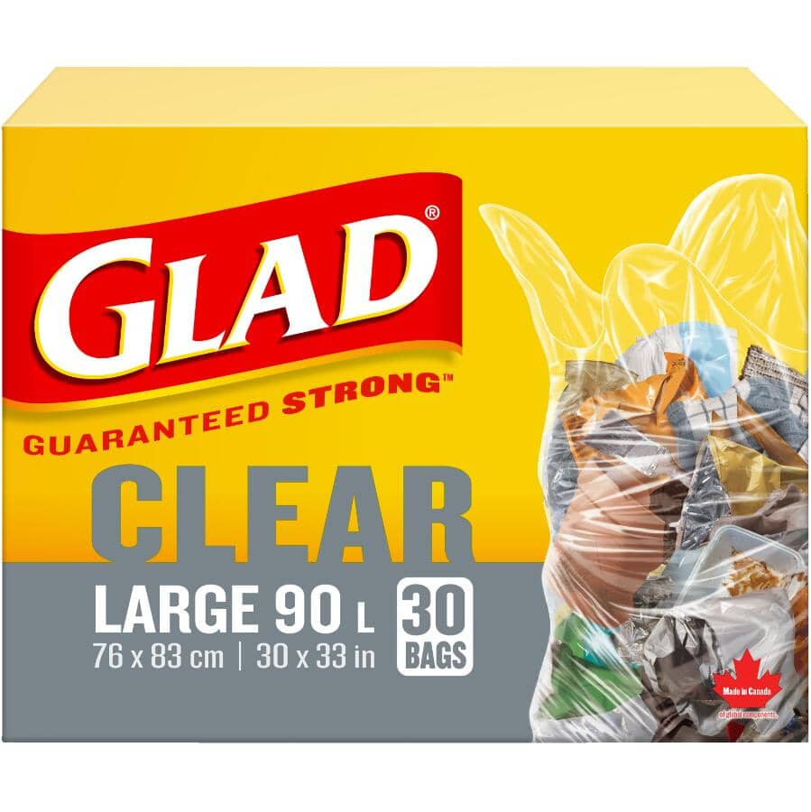 30 Pack 30" x 33" Large Easy Tie Clear Garbage Bags