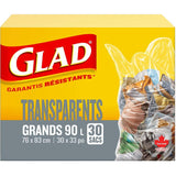 30 Pack 30" x 33" Large Easy Tie Clear Garbage Bags