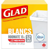 52 Pack 17" x 20" 15L Extra Small White Easy Tie Garbage Bags